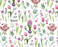 Подарочная бумага 100х70 см, spring flowers (10 л.)