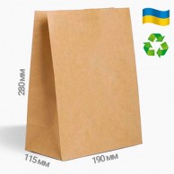 Крафт пакет 280x190x115 мм ( бумага эко крафт, 70г/м2 )