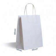 Бумажный крафт пакет с ручкой 400x350x140 мм (белый) 100 г/м2 - 1