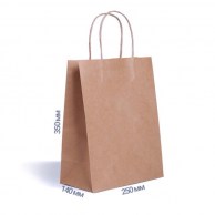 Бумажный крафт пакет с ручками 350x250x140 мм (бурый) 70 г/м2 New-1