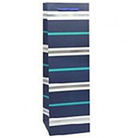 Пакет подарочный для бутылки 11x38x11 с синим принтом в полоску (12 шт) 210 г/м2-1